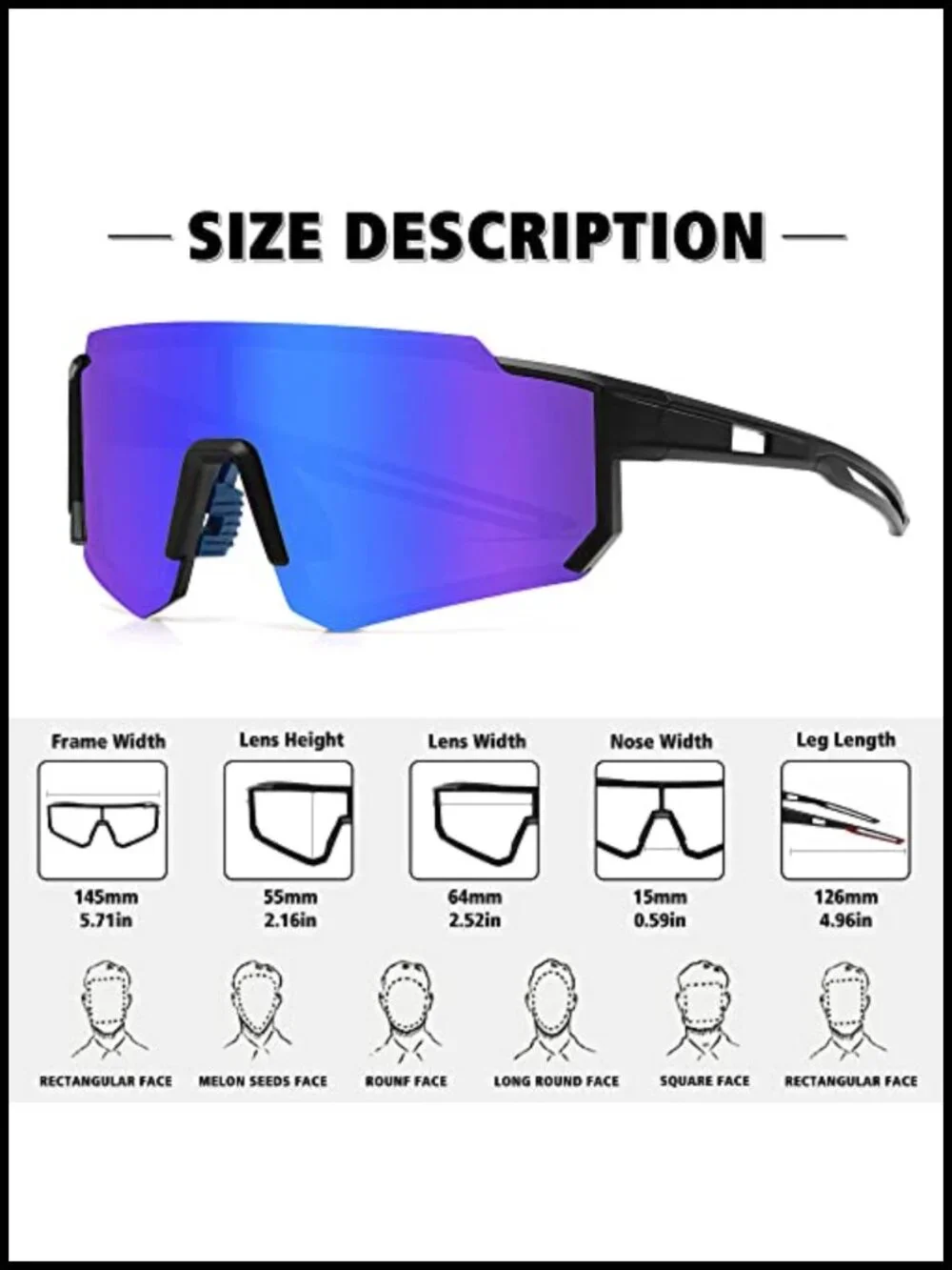 Polarized Sports Sunglasses UV400 Protection Driving Cycling Fishing